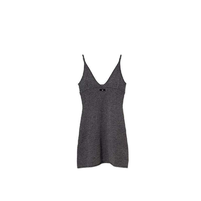 Nanyou Elegant Cashmere V-Neck Appliqué Camisole Dress - Spring/Summer Collection S серый
