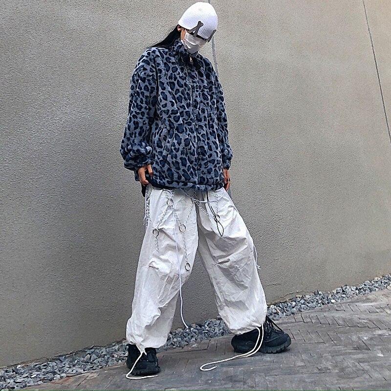 Faux Wollmantel Frauen Winter Blau Leopard Faux Pelzmantel Gepolsterte Jacke Koreanische Lose Plus Samt Street Coat
