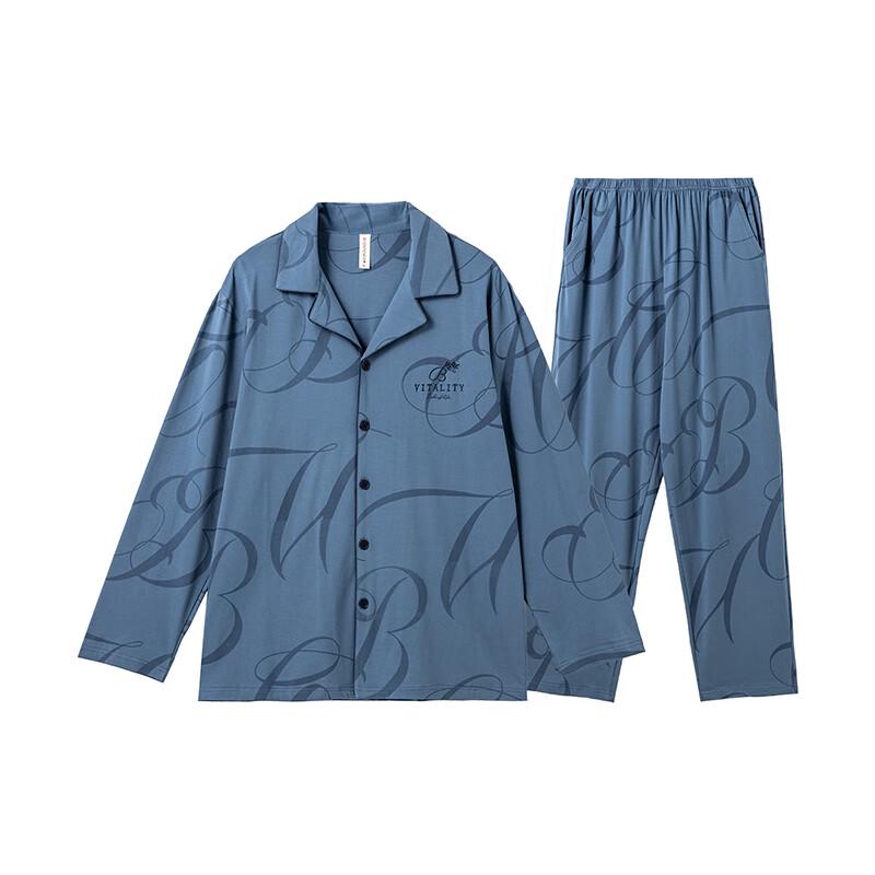 Fenteng Herren 100% Baumwolle Langarm Schlafanzug & Loungewear Set