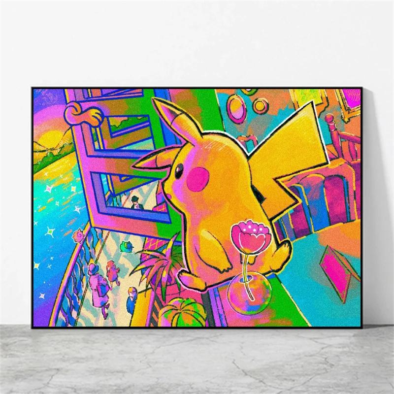 Print on Canvas Pokemon Eeveelution Family Hd Printing Oil Painting with Exquisite Details Home Children's Bedroom Decoration