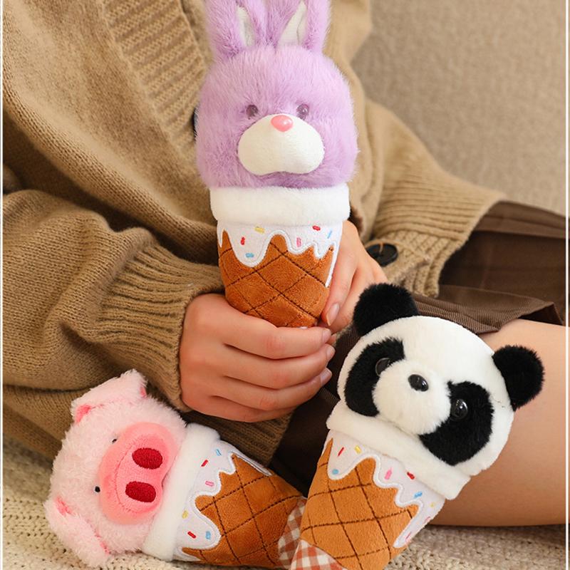 18Cm Animal Ice Cream Cone Plush Toy Kawaii Summer Snack Food Plushie Pig Rabbit Panda Lamb Bear Prop Gift