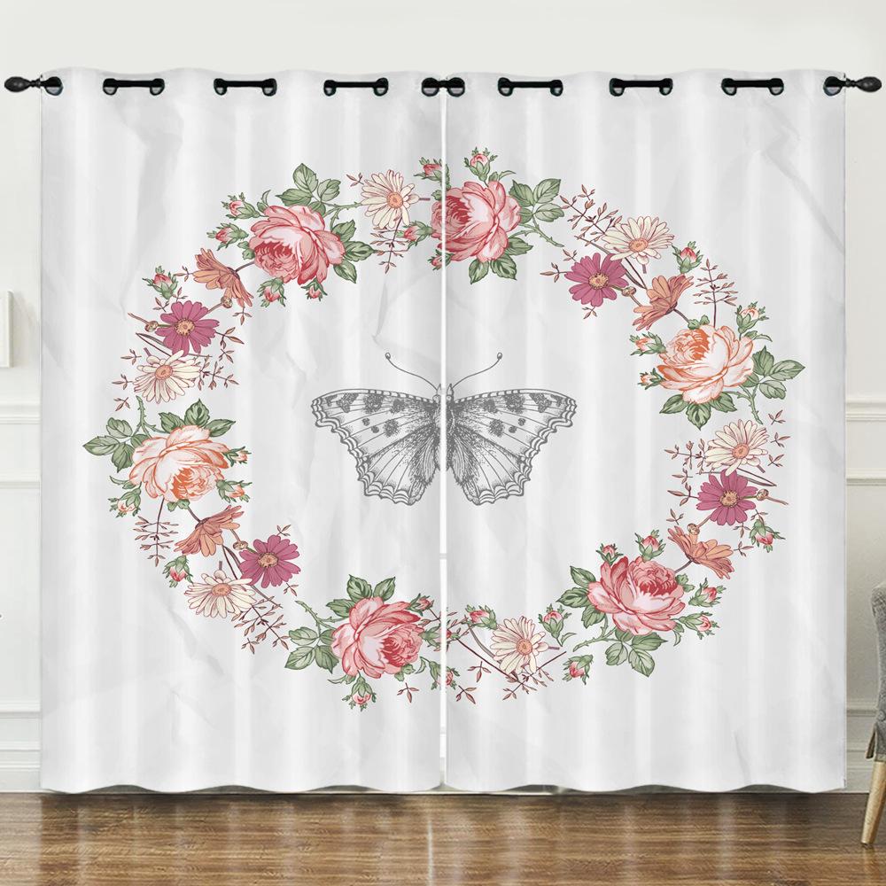 Curtain Ethnic Pattern Simple 3D Digital Printing Blackout Curtain Punching