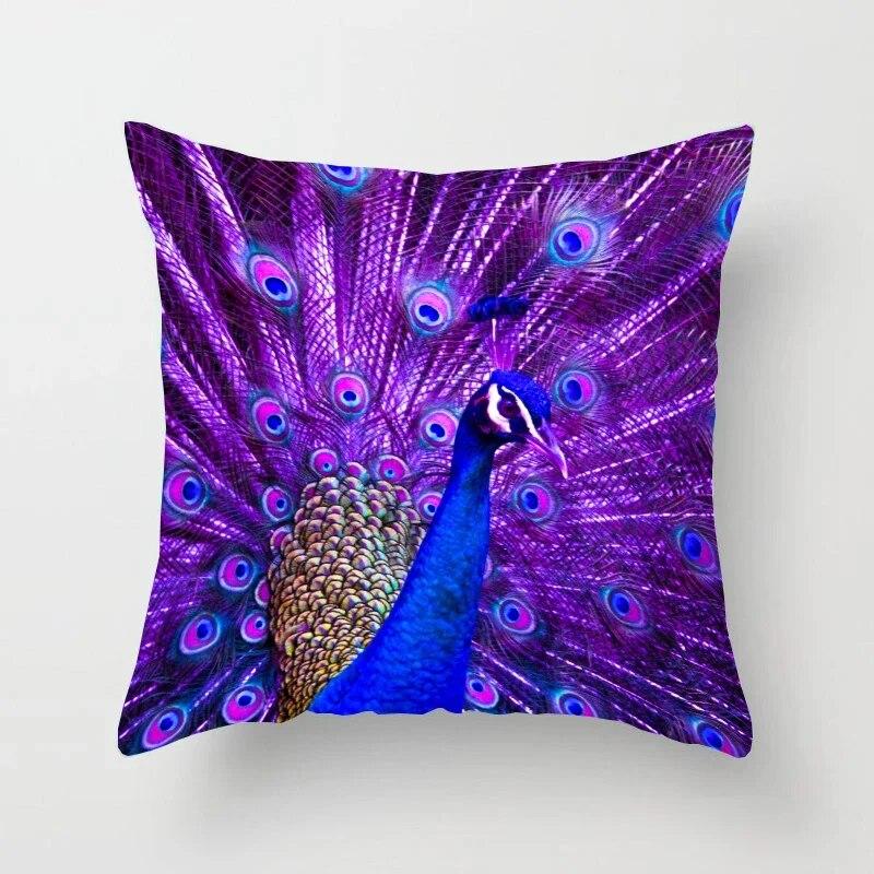 45*45cm Creative Peacock Feather Series Pillowcase Art Life Home Decoration Sofa Office Seat Waist Cushion  Cover