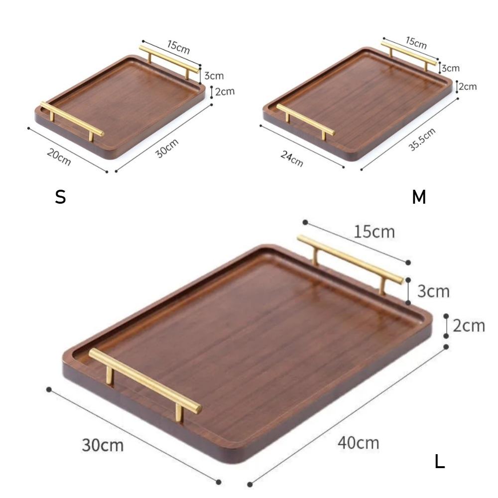 Wooden Serving Tray with Handles Coffee Dessert Snack Platter Bamboo Tea Tray Food Tray Decorative Tray for Kitchen Bedroom