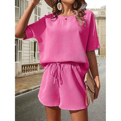 Conjunto de camisetas de manga corta para mujer, pantalones cortos de moda, traje informal, conjunto de dos piezas, verano