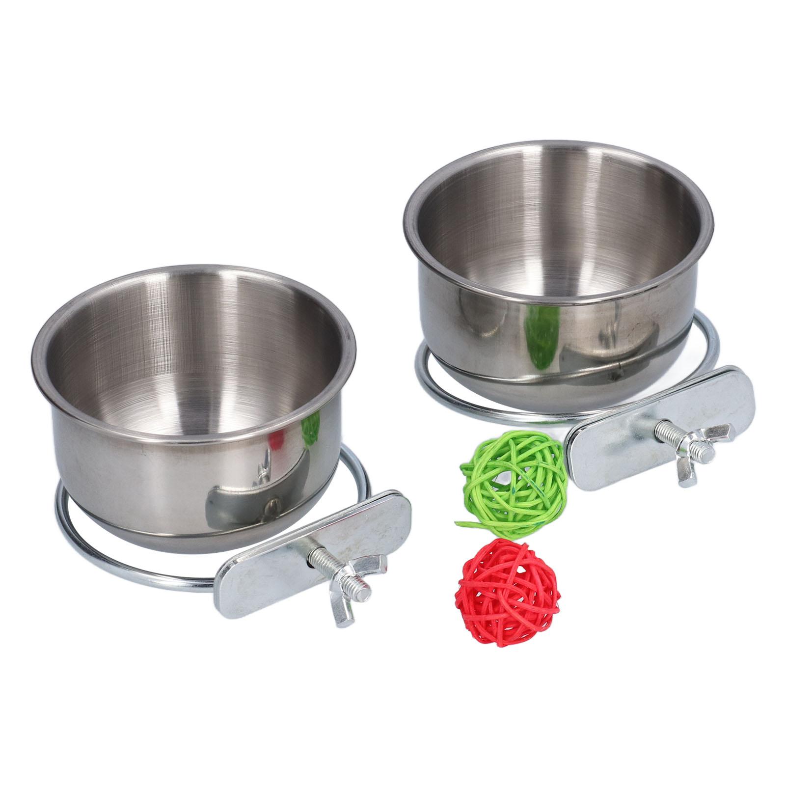 

Stainless Steel Parrot Feeding Bowl with Rattan Ball for Hamster Small Animals