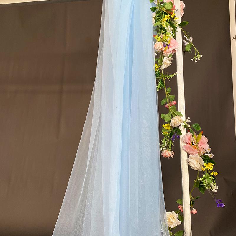 White Gauze Wedding Arch & Ceiling Drape – Chinese Style Outdoor Photo Backdrop