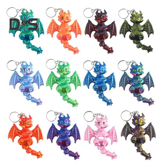 3D tištěná klíčenka s dračími křídly a pohyblivým ocasem, taška, zavazadla, školní aktovky, interiér auta