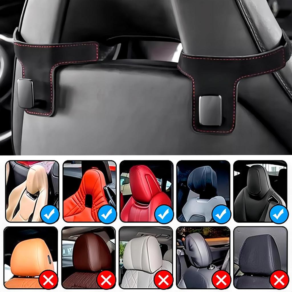 2PCS Car Purse Hooks,Suede Durable Car Seat Back Hooks for Purses and Bags, Purses Hanger for Sport Seat Back, Easy-Install Cars Stroge Organizer