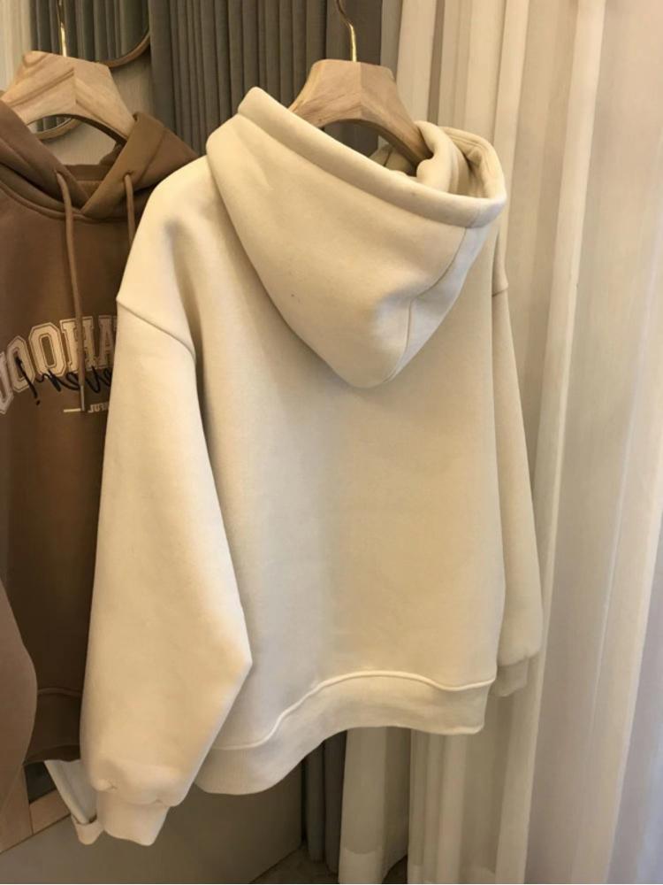 Padded Sweater Hooded Jacket Couple Dress Winter Lazy Wind Loose Tops Fashion Retro Versatile Sweatshirt