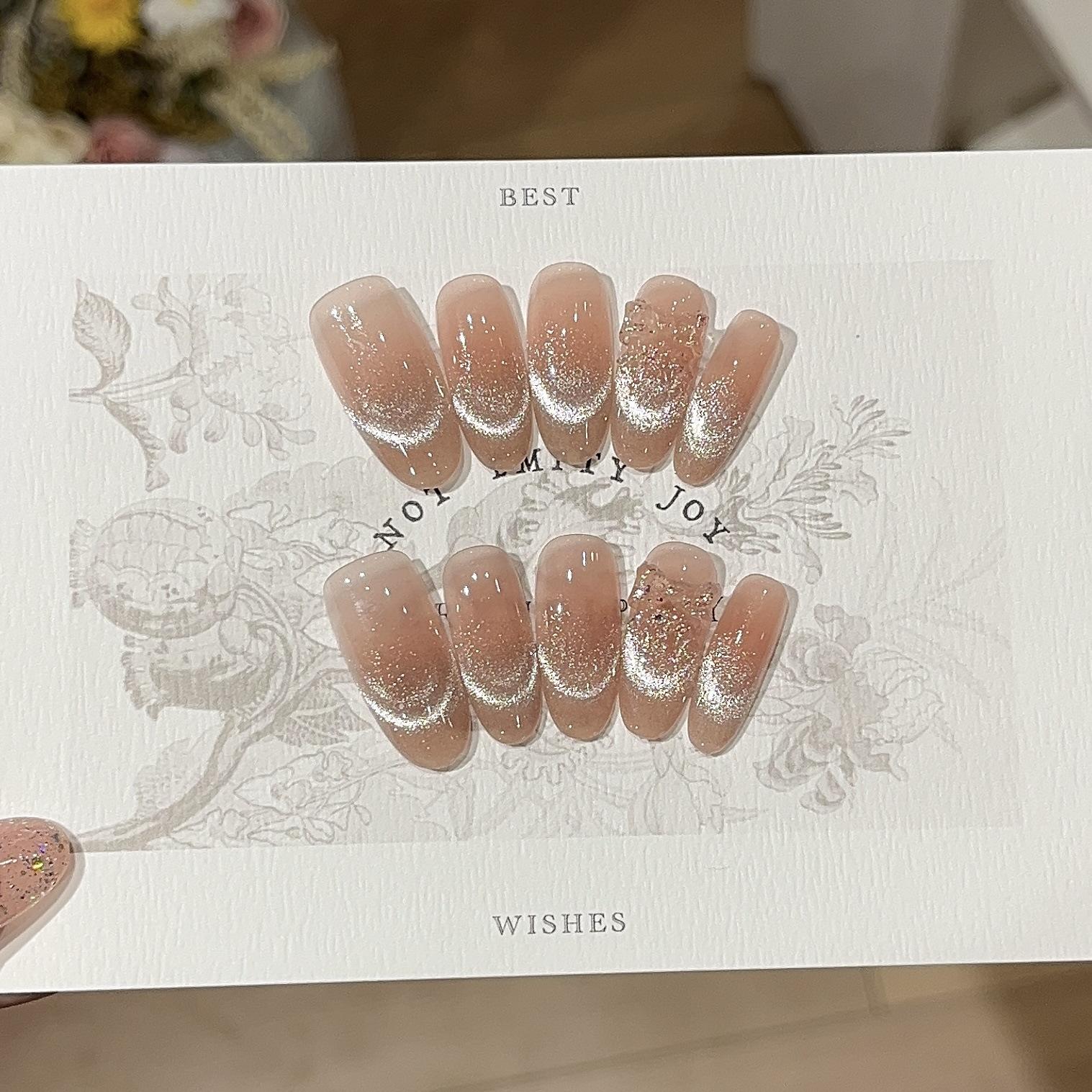 

Нежная и универсальная, сверкающая персиково-розовая улыбка, кошачий глаз, бант, наклейка, ромб, ручная броня L