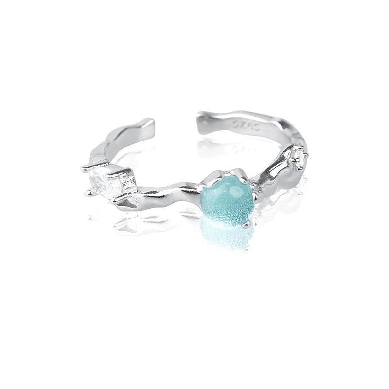 

Sophisticated Rhinestone Blue Open Ring For Women With Adjustable Size And Style Modern