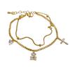 18K Gold-Plated Zircon Bear Cross Bracelet - Fashionable, Versatile Luxury Jewelry for Women