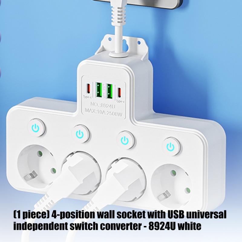 5 Outlet Wall Sockets with 2 USB And 2 Type C Ports Rotating 180 Degrees For Multiple Device Charging