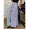 Fashion Striped Elastic Waist Straight Leg Wide Leg Pants Women Elegant Casual Loose Long Pants Spring Autumn Printed Simple Clothing