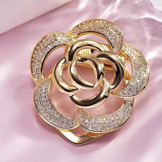 Scarf Ring Clip for Women Rhinestone Flower Belt Scarf Slide Buckle Metal Floral Shawl Brooch Ties Clips for Dress Shirts Clothing Accessories