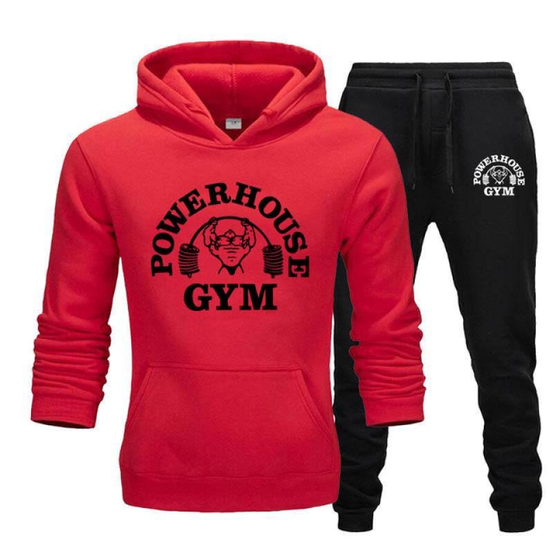 Bluzy męskie zestawy odzieży sportowej dres codzienny mężczyźni 2 sztuka bluza + spodnie dresowe garnitur 2020 jesienno-zimowa gruba bluza z kapturem męska