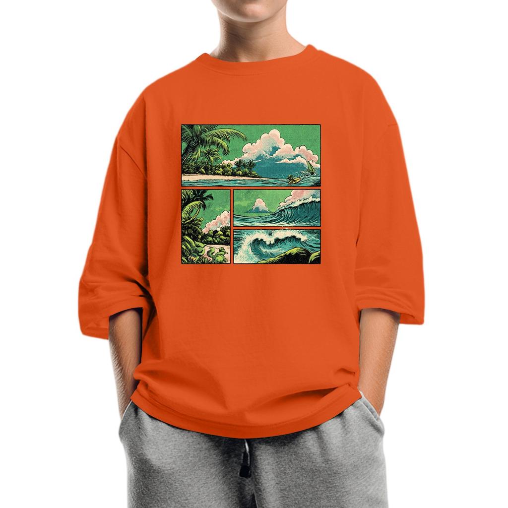 Children's Fashion Printed Round Neck Seven Sleeve Top Casual T-Shirt