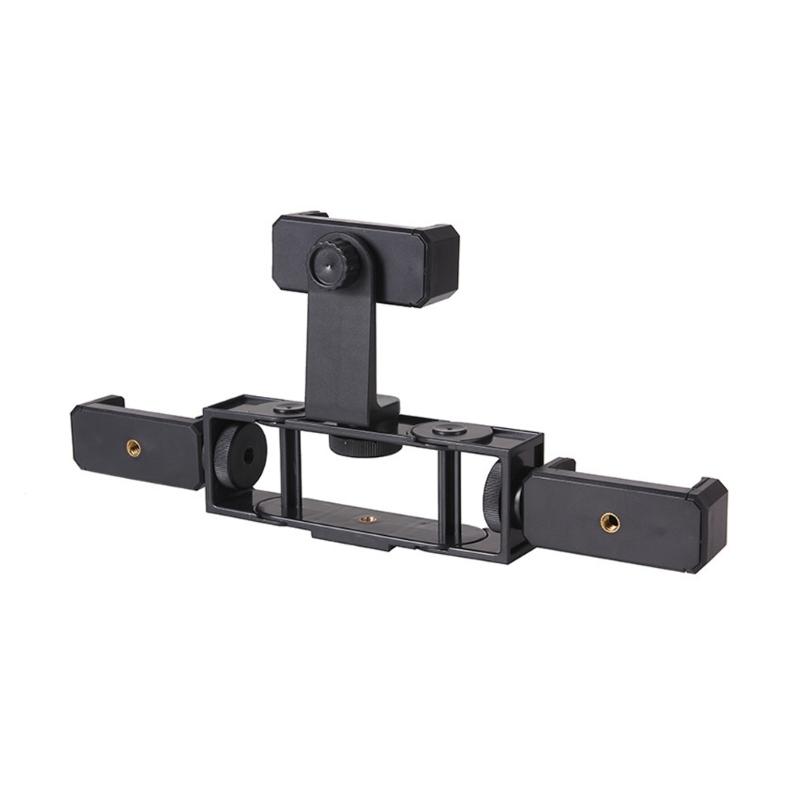 Mobile Phone Bracket Double Adjustable Clip Three Position for Live Stream Video Recording Multifunctional Tripod
