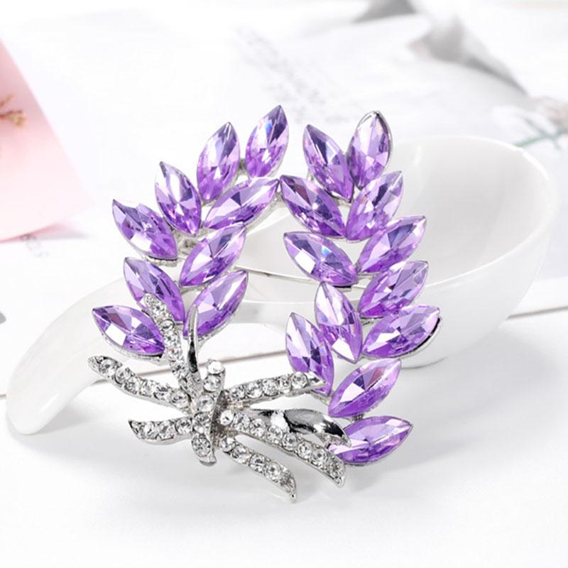Personality Wheat Ear Rhinestone Brooch Alloy Leaf Flower Corsage Fashion Clothing Accessories Clothing Accessories Pin