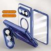 Magnetic Ring Transparent Privacy Screen Tempered Glass Protector Case For Huawei Pura X Max Spring Hinged Holder Back Cover