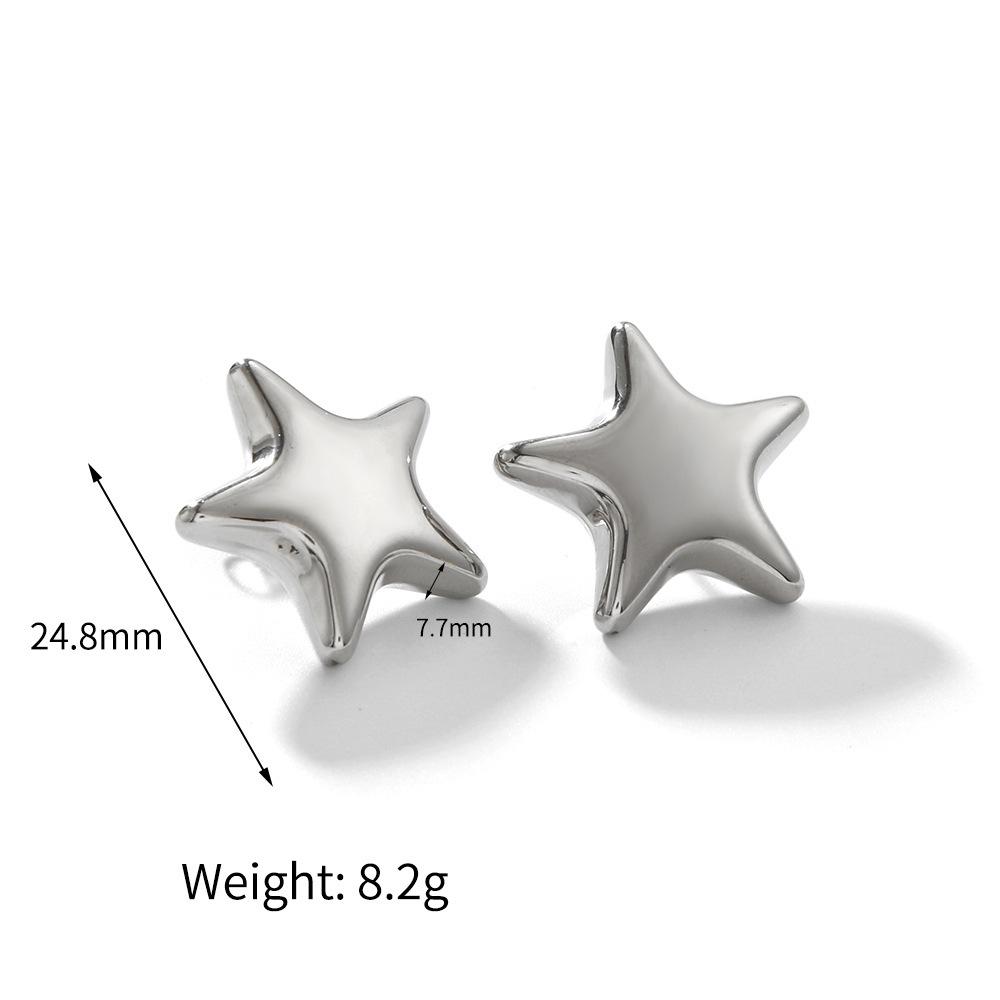 

New 18k gold-plated star earrings, necklace set, women s personality niche non-fading stainless steel stud earrings.