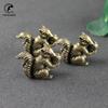 Antique Solid Small Squirrel Ornament Solid Copper Statue Figurines Brass Squirrels Nuts Tea Pet Incense Holder Desk Decoration