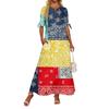 Abito Lungo da Donna Casual Moda Temperamento Elegante Vita Patchwork Stampa Floreale