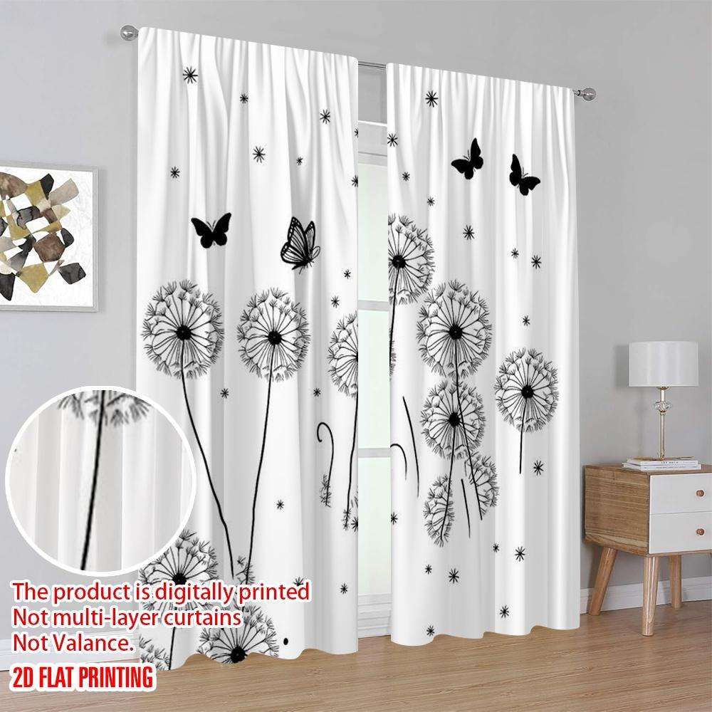 2 ks, 2D tiskové závěsy a okenní dekorace Šeptající pampelišky Všestranná látka (bez tyče) Dekorace pokoje pro obývací pokoj