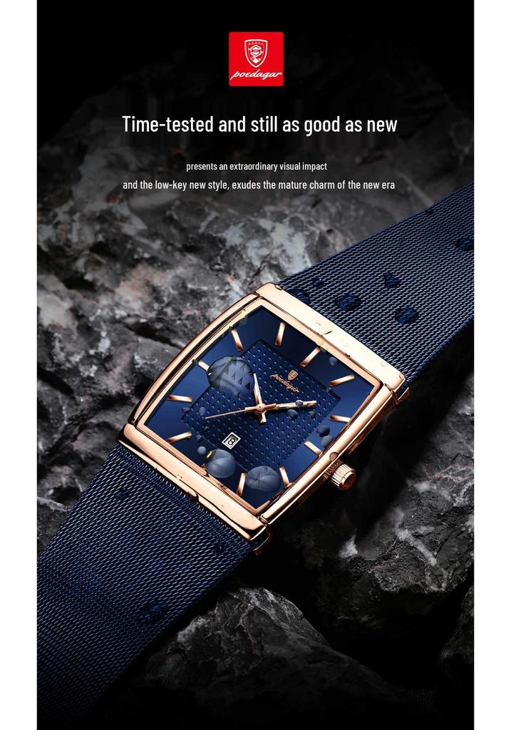 Swiss Men's Ultra-Thin Waterproof Quartz Watch with Calendar and Luminous Features