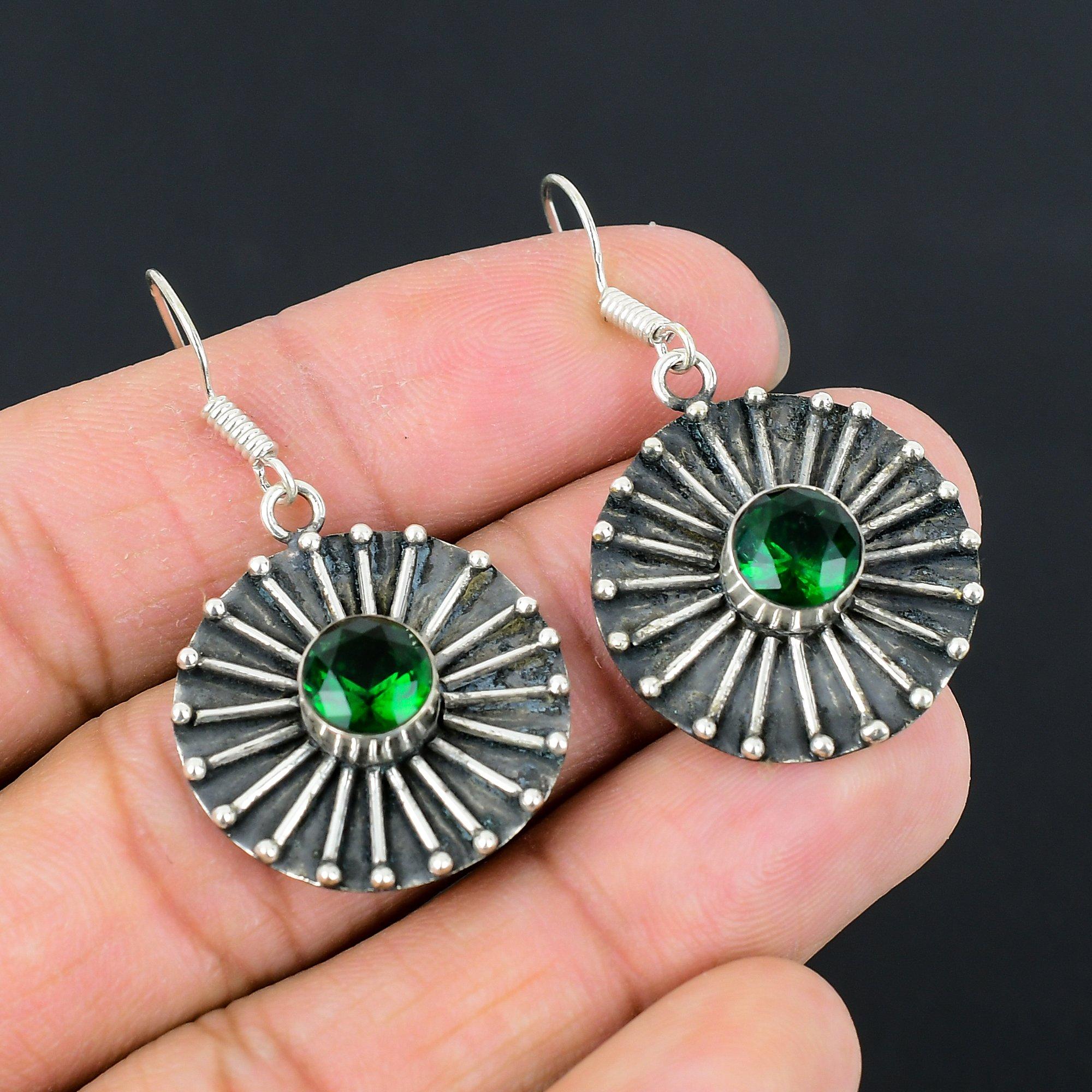 

Gift For Women Drop/Dangle Earrings 925 Silver Natural Chrome Diopside Gemstone