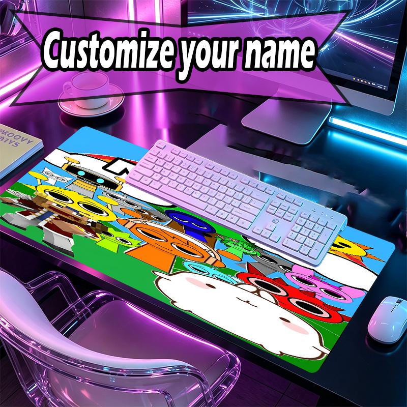Custom Name Personalized Sprunki Game Pattern Mousepad, Laptop PC Desk Mat, Decorative Desk Mat for Home Keyboard Pad Gift