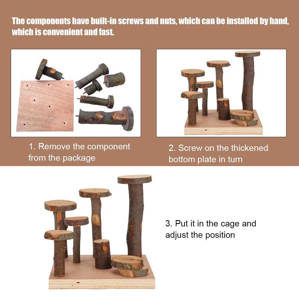 Hamster Exercise Toy Ladder Applewood Hamster Stairs Step Play Teeth Grinding Pet Supplies
