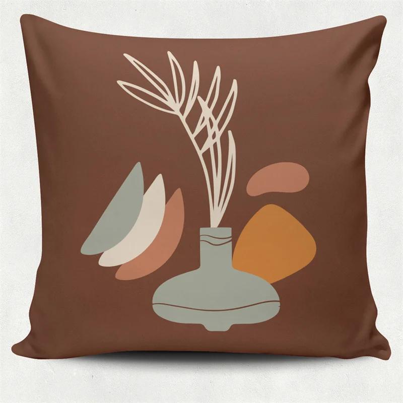 Nordic Morandi Colorful Geometric Printing Pattern Square Cushion Cover Home Living Room Sofa Decoration Polyester Pillow