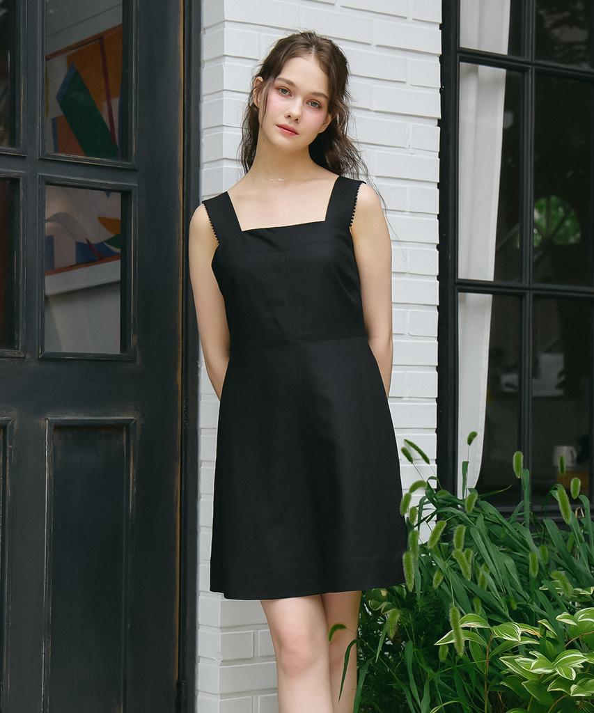 VEM.VER Lace Trim Sleeveless Dress_Black