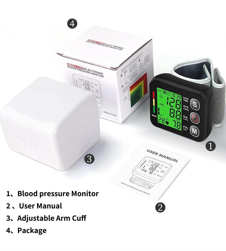 Cross-Border Wrist Blood Pressure Monitor: Fully Automatic, High-Precision, Medical-Grade with Backlight Display.