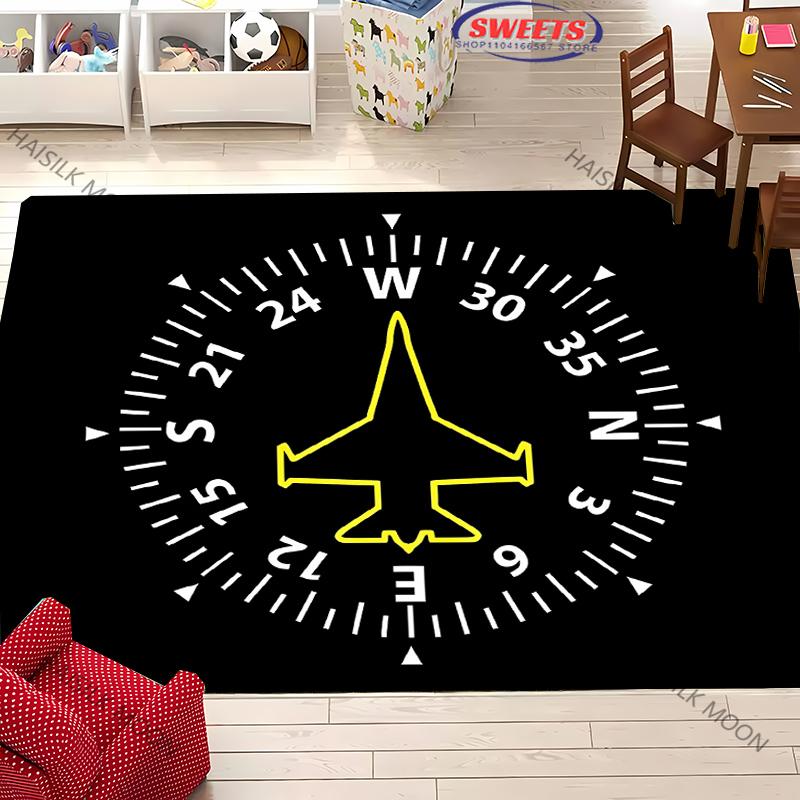 Aircraft Theme Airstrip Airport Signs Printed Carpet Living Room Bedroom Sofa Large Area Decorative Mat Kids Play Soft Rug Gift