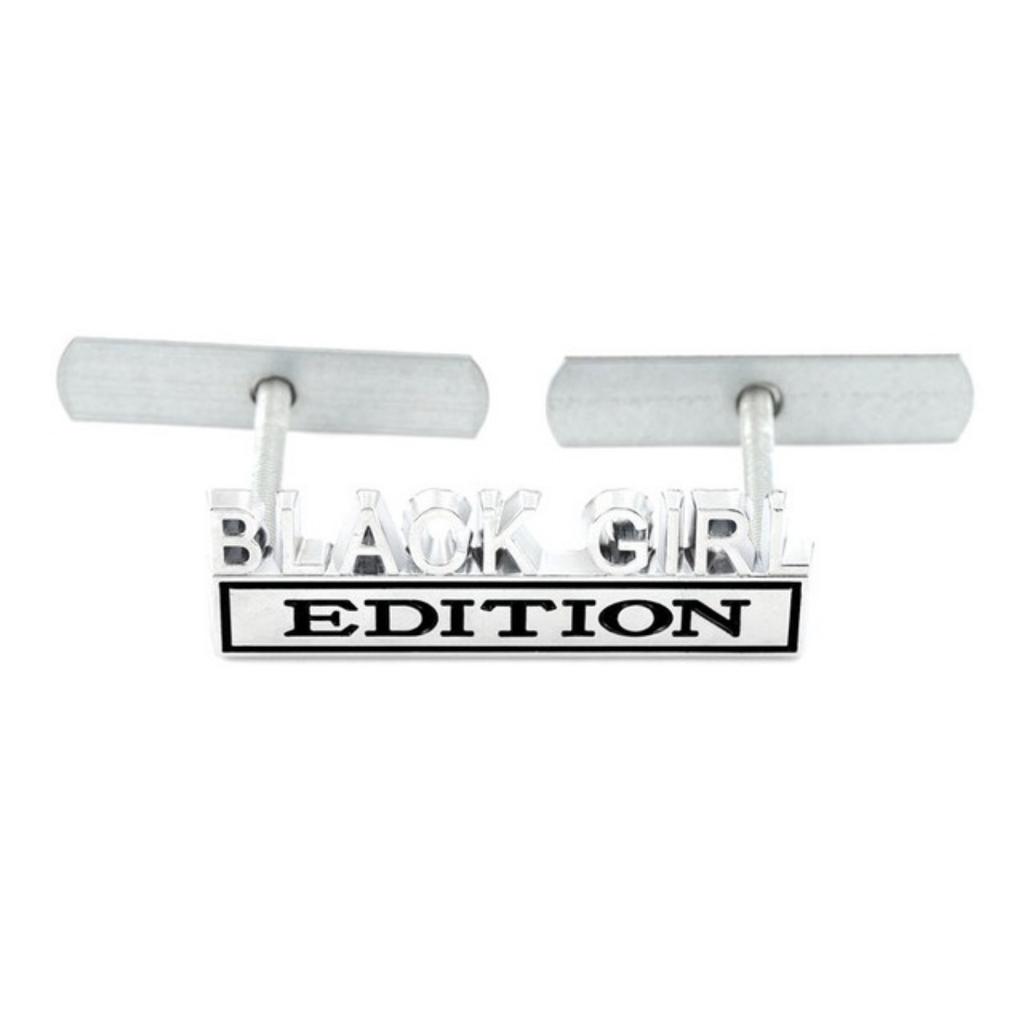 1Pc 3D Metal Black Girl Edition Logo Car Front Grille Emblem Badge Rear Trunk Emblem Sticker Decal