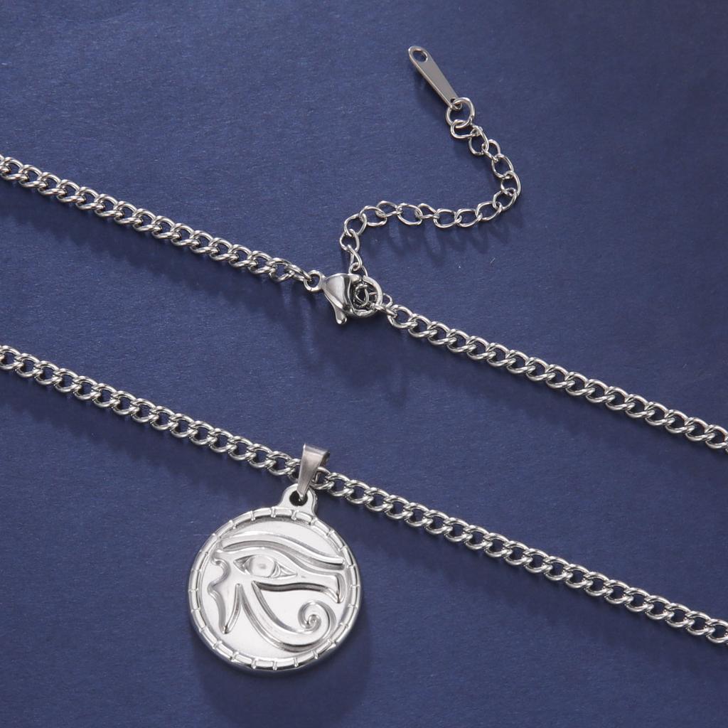 Náhrdelník s přívěskem Oko Hora Ra Udjat Dámský Nerezová ocel Zlatý Silný řetízek Starověký Egypt Amulet Šperky Dárek