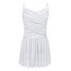 Girls Ballet Mesh Dance Dress Spaghetti Straps Cutout Back Cross Ruched Front Built In Briefs