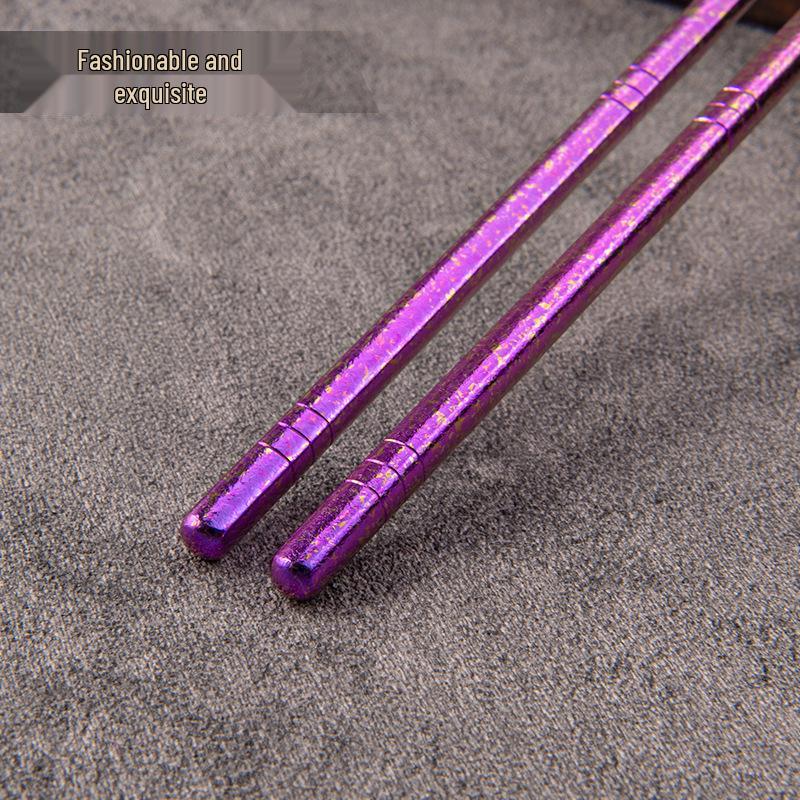 Yajue Colored Six-Ring Pure Titanium Chopsticks - Integrated Molding, Healthy Chinese Tableware