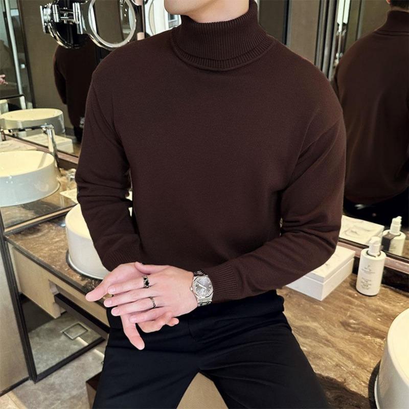 Koreanischer Trend Herbst Winter Pullover Männer Pullover Fleece Futter Rollkragen gestrickt Sweatshirt warme Bottoming Shirts