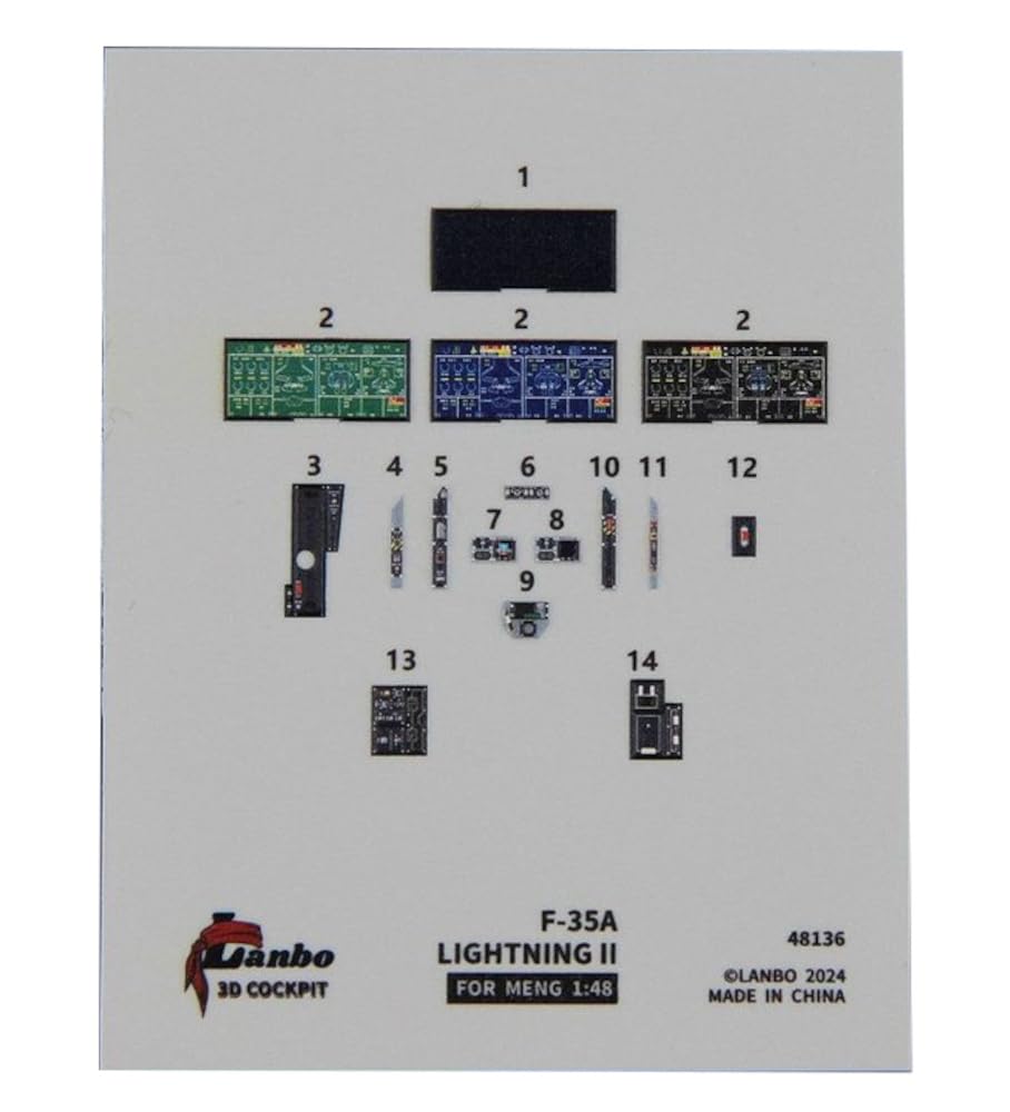 

Lambo Models 1/48 F-35A Interior 3D Decal (for Meng Models) Plastic Model Decal LNB48136 (Airplane)