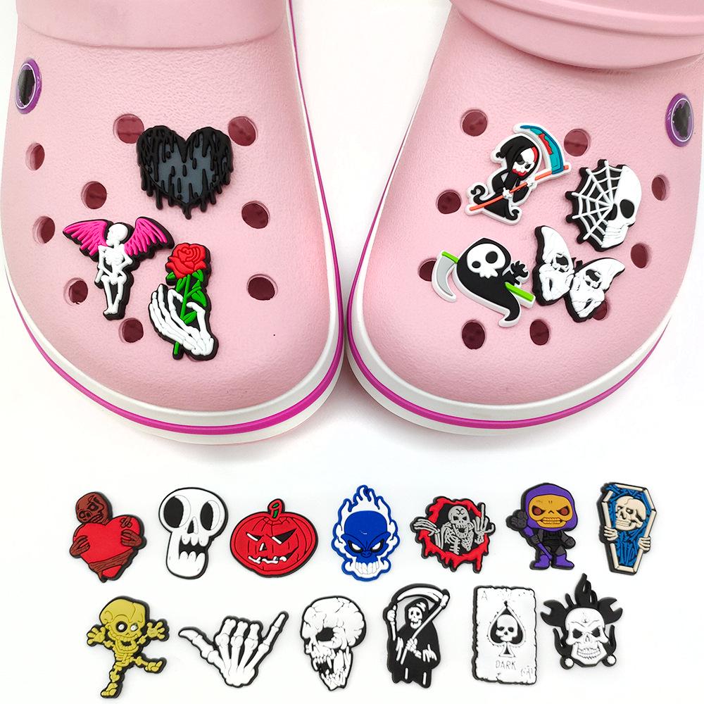 Black & White Halloween Punk Metal Rock Croc Shoe Charms