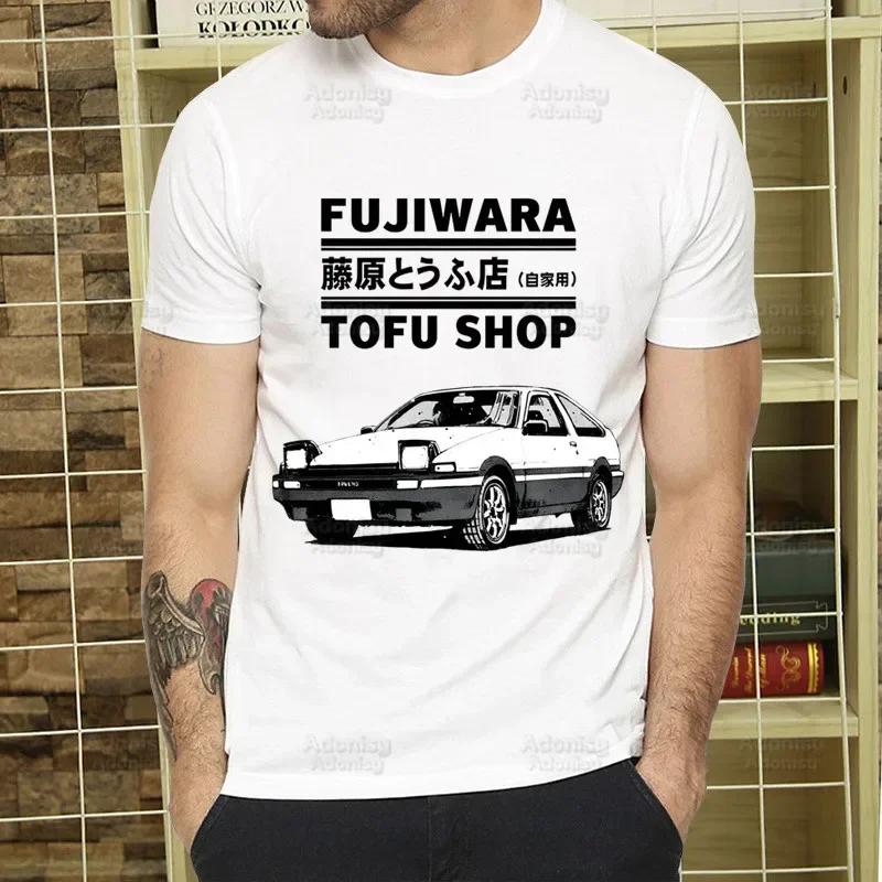 Initial D T Shirt Men Retro Washed Tops Tees Harajuku AE86 Drift Tshirt Hip Hop Male Fujiwara Tofu JDM Japanese T-shirts