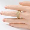 Vintage Exquisite Hand Carved Flower Pattern Golden Plated Ring for Women Gorgeous Charm Banquet Anniversary Jewelry Accessories