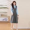 2025 Spring Women's Long Sleeve Shirt & Vest Dress Set - NY2557