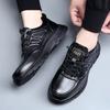 New Fashion Men Genuine Leather Casual Shoes Black Flat Leisure Sport Shoes Outdoor Cool Slip-on Sneaker