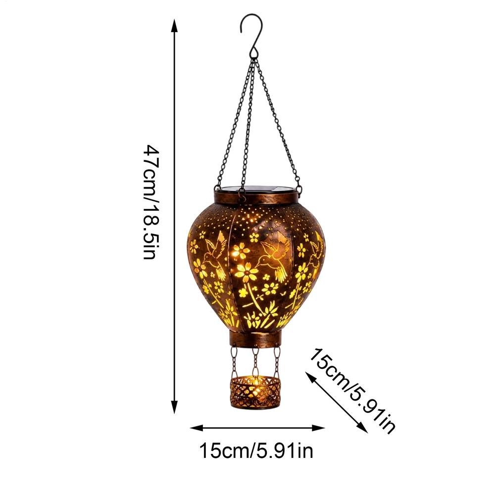 Solar Hot Air Balloon Lantern Hummingbird Mushroom Shaped Solar Light Metal Waterproof Hot Air Balloon Decorations For Patio
