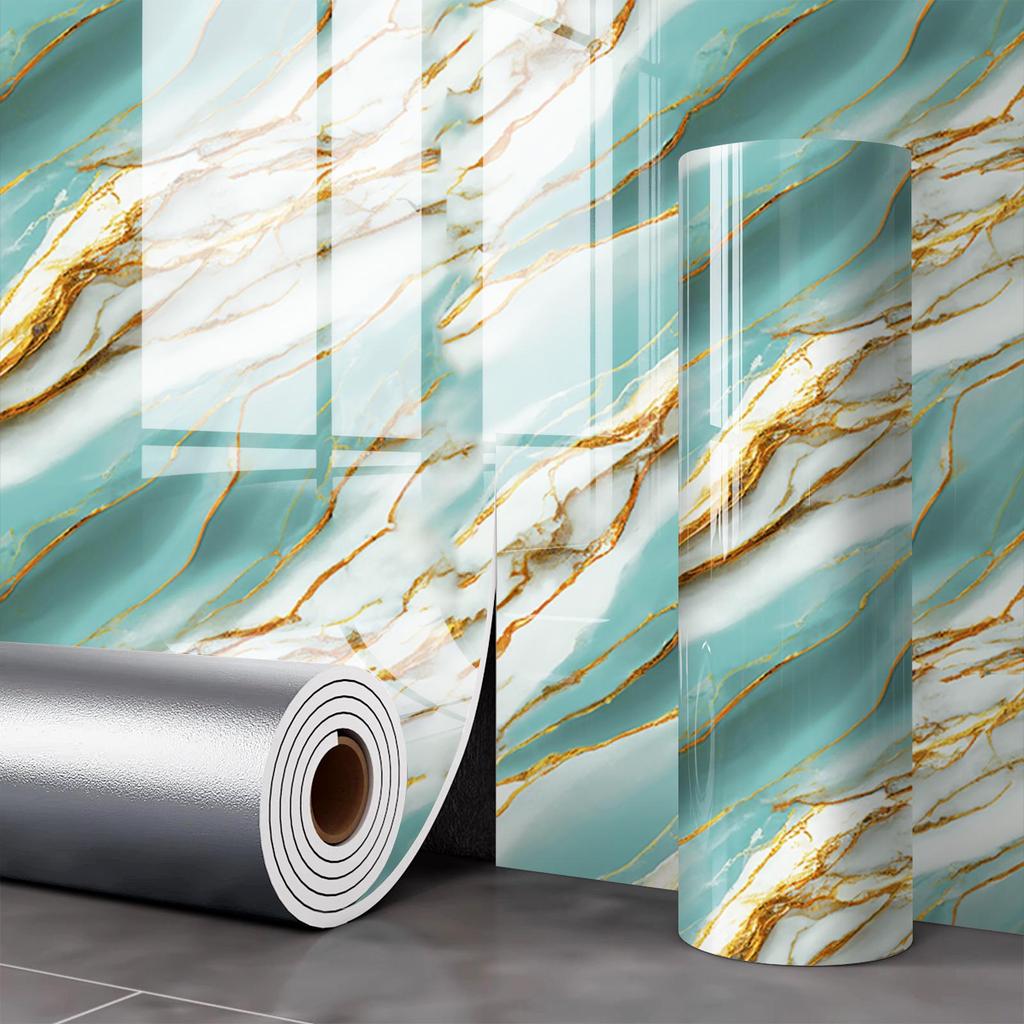 Gold-Plated Marble-Style Waterproof Wall Stickers for TV Backgrounds